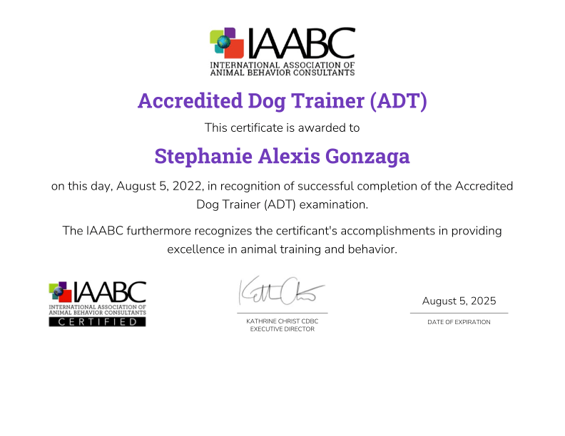 Accredited dog trainer IAABC